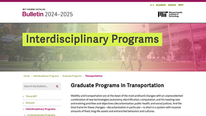 Graduate Programs in Transportation - MIT Course Catalog - transport masters usa