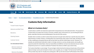 Customs Duty Information | U.S. Customs and Border Protection - import tax from japan to usa