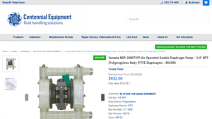 Yamada NDP-20BPT-PP Air Operated Double Diaphragm Pump - yamada pumps usa