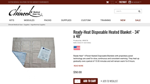 Ready-Heat Disposable Heated Blanket, 34