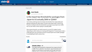 Is the import tax threshold for packages from Japan to US actually $800 ... - import tax from japan to usa