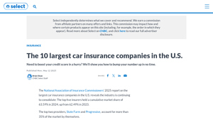 10 Largest Car Insurance Companies in the U.S. in 2025 - CNBC - vehicle insurance usa