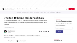 The top 10 home builders of 2025 | Construction Dive - biggest home builder in usa