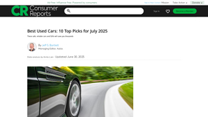 Best Used Cars: 10 Top Picks for June 2025 - Consumer Reports - used vehicles usa