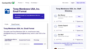 Toray Membrane USA, Inc. Email Format - ContactOut - toray membrane usa inc