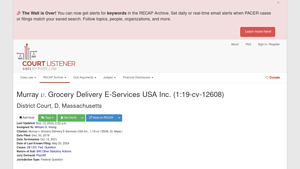Murray v. Grocery Delivery E-Services USA Inc., 1:19-cv-12608 ... - grocery delivery e services usa inc