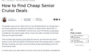 How to Find Cheap Senior Cruise Deals - last minute cruise deals for seniors from usa