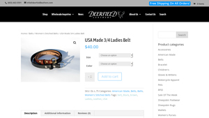 Deerfield Leathers - USA Made 3/4 Ladies Belt