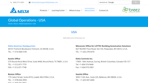Delta Electronics (Americas) Ltd., Global operations - USA - delta electronics usa inc