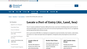 Locate a Port of Entry (Air, Land, Sea) - Homeland Security - customs and border protection usa
