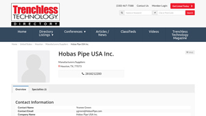Hobas Pipe USA Inc. on Trenchless Technology Directory - hobas pipe usa inc