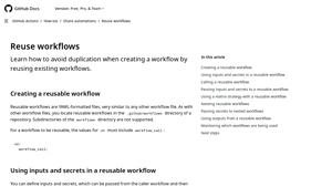Reuse workflows - GitHub Docs - example of reusable