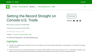 TD Economics - Setting the Record Straight on Canada-U.S. Trade - canadian exports to usa