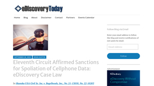 Eleventh Circuit Affirmed Sanctions for Spoliation of Cellphone Data - skanska usa civil inc