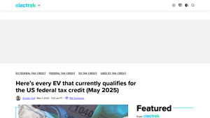 Here's every EV that qualifies for federal tax credits (May 2025) - electric suv tax credit eligibility usa