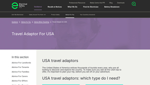Travel Adaptor for USA - Electrical Safety First - electric plug adaptors for usa