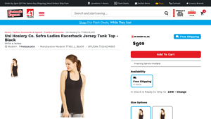 Uni Hosiery Co. Sofra Ladies Racerback Jersey Tank Top - Black - uni hosiery usa