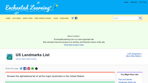 US Landmarks List - Enchanted Learning - landmarks of usa
