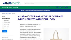 Custom Tote Bags Merch With Your Logo | EthixMerch - canvas bags made in usa