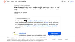 16 Top Tennis Companies in United States · June 2025 | F6S - tunnlis company in usa