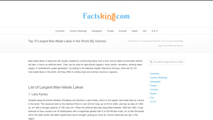 Top 10 Largest Man-Made Lakes in the World (By Volume). - largest man-made lakes in usa