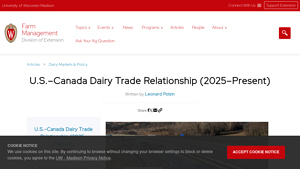 U.S.-Canada Dairy Trade Relationship (2025-Present) - canadian imports from usa