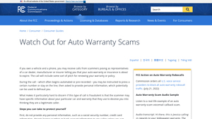 Watch Out for Auto Warranty Scams - Federal Communications Commission - auto protect usa