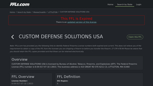 Custom Defense Solutions Usa, 410 GREAT RD STE 6211 C3, LITTLETON, MA ... - custom defense solutions usa