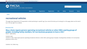 recreational vehicles | FMCSA - recreational vehicle usa