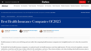 Best Health Insurance Companies Of 2025 - Forbes Advisor - top 10 healthcare companies in usa