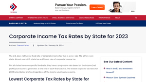 Corporate Income Tax Rates by State for 2023 - Foreign USA - company tax rate usa
