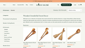 Olive Wood Cooking Utensils - Forest Decor - wooden spoons made in usa