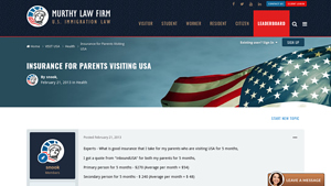 Insurance for Parents Visiting USA - Health - Murthy Law Firm - insurance for parents visiting usa