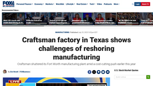 Craftsman factory in Texas shows challenges of reshoring manufacturing - craftsman made in usa