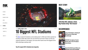 Fox Sports - Top NFL Stadiums by Capacity