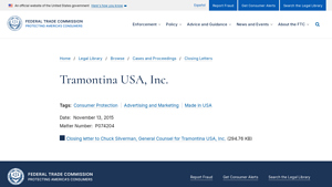 Tramontina USA, Inc. - Federal Trade Commission - tramontina usa inc.