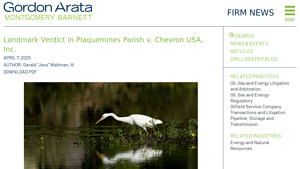 Landmark Verdict in Plaquemines Parish v. Chevron USA, Inc. - chevron usa inc