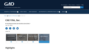 CAE USA, Inc. | U.S. GAO - U.S. Government Accountability Office (U.S. GAO) - cae usa inc.