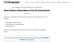 State Outlines: Blank Maps of the 50 United States - usa map print