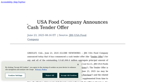 JBS USA Food Company Announces Cash Tender Offer - GlobeNewswire - jbs usa food company