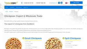 Ukrainian Chickpeas Exporter and Supplier - GoldExim - chickpea exporter usa