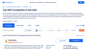 Top 10+ SEO Companies in USA - July 2025 Reviews - GoodFirms - search engine optimization companies in usa