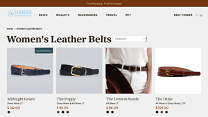 Hanks Belts - The Dixie Women's Oak Belt