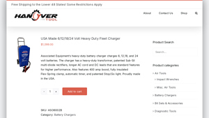 USA Made 6/12/18/24 Volt Heavy Duty Fleet Charger - Hanover Tool - battery charger made in usa