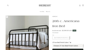 20th c. Americana Iron Bed by Heiressy High-end Luxury Iron Beds - bed frame made in usa