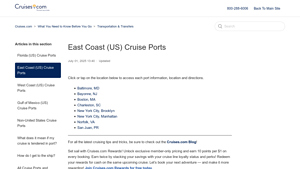 East Coast (US) Cruise Ports - ports east coast usa