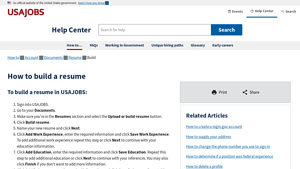 USAJOBS Help Center - How to build a resume - usa jobs resume builder