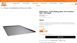 Hickoryware - Cookie/Baking Sheet 19x14 Stainless Steel - USA Made - stainless steel baking sheet made in usa