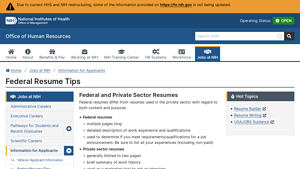 Federal Resume Tips - NIH: Office of Human Resources - usa jobs resume builder