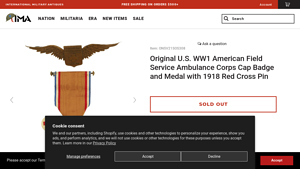 Original U.S. WW1 American Field Service Ambulance Corps Cap Badge and ... - american field service usa
